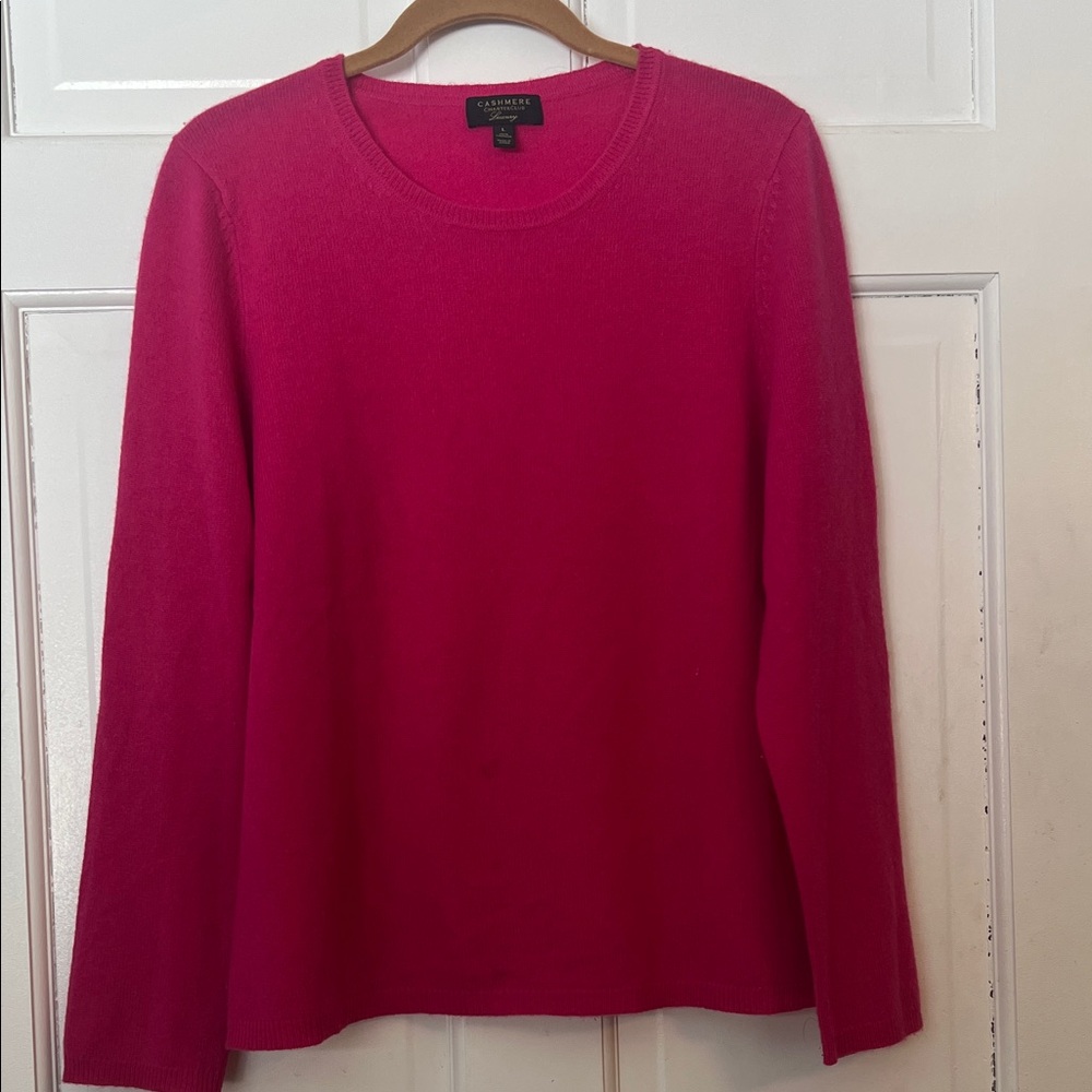 Cashmere Charter Club Women's Fuchsia Crew Neck Sweater